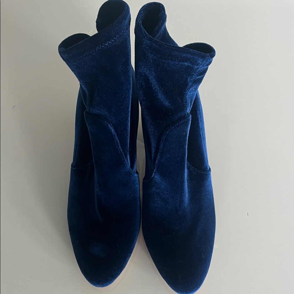Aquazzura Royal Blue Velvet Heeled Boots